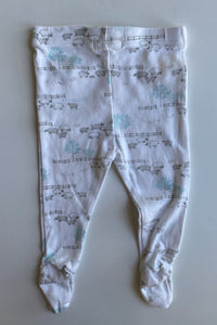 Purebaby baby size 3-6 months white footed leggings pants sheep farm, VGUC