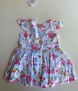 Target baby girl size 3-6 months white pink floral short sleeve party dress BNWT