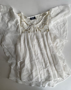 Bardot Junior kids girls size 12 white gold lace top blouse, EUC