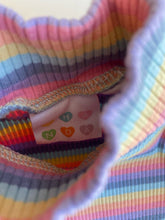 Load image into Gallery viewer, Ghanda baby girl size 1-2 years pastel rainbow stripe ribbed long sleeve top GUC
