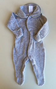 Bonds baby size 0-3 months grey Terry towelling collared wondersuit, VGUC