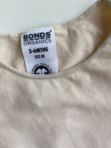 Bonds Organics baby size 3-6 months beige bodysuit, VGUC