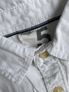 Cotton On Kids boys size 5 white linen blend button up collared shirt, VGUC