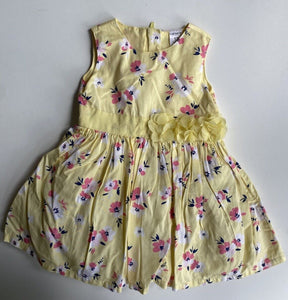 Carter's baby girl size 9-12 months yellow pink floral party dress, VGUC