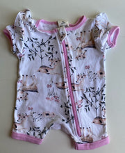 Load image into Gallery viewer, Baby Berry baby girl size 0-3 months pink white deer romper one-piece, VGUC
