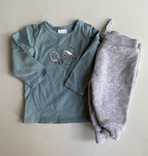 Load image into Gallery viewer, Target baby size 0-3 months grey track pants blue sports top t-shirt, VGUC
