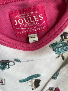 Joules baby girl size 3-6 months white long sleeve tunic top vegetables, VGUC