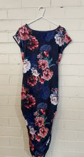 Load image into Gallery viewer, Ripe women&#39;s size DS maternity navy blue pink floral sleeveless dress, VGUC
