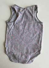 Load image into Gallery viewer, Bonds baby girl size 0-3 months grey pink spot tank bodysuit, VGUC
