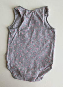 Bonds baby girl size 0-3 months grey pink spot tank bodysuit, VGUC