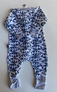 Bonds baby size 0-3 months zippy wondersuit blue white patterned, VGUC