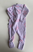 Load image into Gallery viewer, Bonds baby girl size 0-3 months zippy wondersuit purple pink unicorns, GUC
