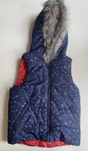 Load image into Gallery viewer, Seed kids girls size 8 red blue leopard print reversible zip up vest, VGUC
