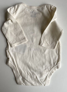 GAP baby size 0-3 months white fox long sleeve bodysuit top, VGUC