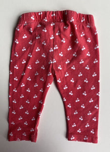 Ricochet baby girl size 0-3 months red white cherry leggings pants, GUC