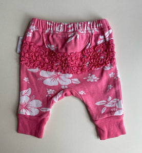 Babyboxes baby girl size 0-3 months pink white floral leggings, VGUC