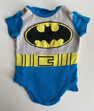 Load image into Gallery viewer, Batman x Target baby size 0-3 months blue grey bodysuit top cape, VGUC
