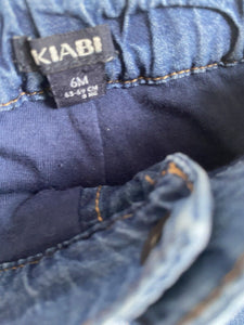 KIABI baby size 3-6 months dark blue denim drawstring pants, VGUC