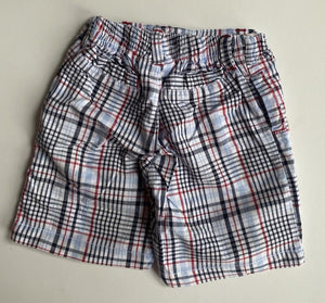 Peter Rabbit baby boy size 3-6 months blue red check shorts, VGUC