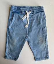 Load image into Gallery viewer, Huxbaby baby size 3-6 months blue denim drawstring jeans pants, GUC
