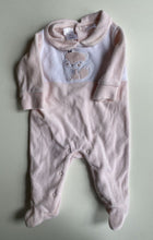 Load image into Gallery viewer, Tiny Little Wonders baby girl size 0-3 pink velour collared one-piece fox, VGUC
