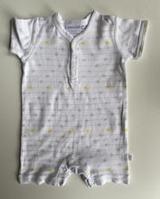 Load image into Gallery viewer, Marquise baby size 3-6 months white grey yellow arrows romper, VGUC
