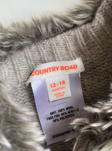 Country Road baby girl size 12-18 months grey reversible fluffy vest, EUC