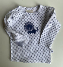 Load image into Gallery viewer, Marquise baby size 3-6 months white blue spotted top lion, VGUC
