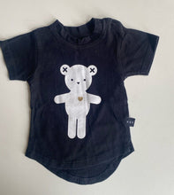 Load image into Gallery viewer, Huxbaby baby size 0-3 months black short sleeve t-shirt white bear, VGUC
