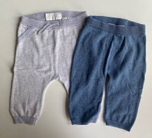 Load image into Gallery viewer, H&amp;M baby size 0-3 months x2 knitted leggings pants blue grey stripe, VGUC
