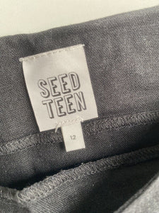 Seed Teen kids girls size 12 black linen blend skirt, VGUC