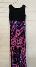 Load image into Gallery viewer, Pea in a Pod women&#39;s size 8 maternity black purple maxi dress, VGUC
