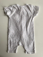 Load image into Gallery viewer, Purebaby baby size 0-3 months romper one-piece grey blue dandelions, VGUC
