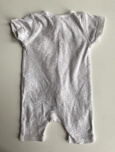 Purebaby baby size 0-3 months romper one-piece grey blue dandelions, VGUC