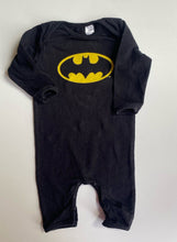 Load image into Gallery viewer, Cotton On x Batman baby size 0-3 months black one-piece yellow bat logo, VGUC
