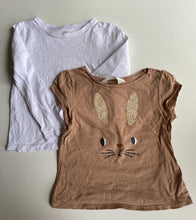 Load image into Gallery viewer, H&amp;M kids girls size 5-6 years x2 white brown t-shirts tops, VGUC
