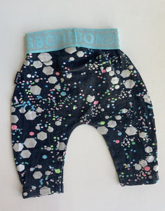 Bonds baby size 0-3 months black leggings pants multicoloured confetti, VGUC