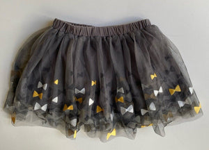 First Impressions baby girl size 12-18 months grey gold bows tutu skirt, VGUC