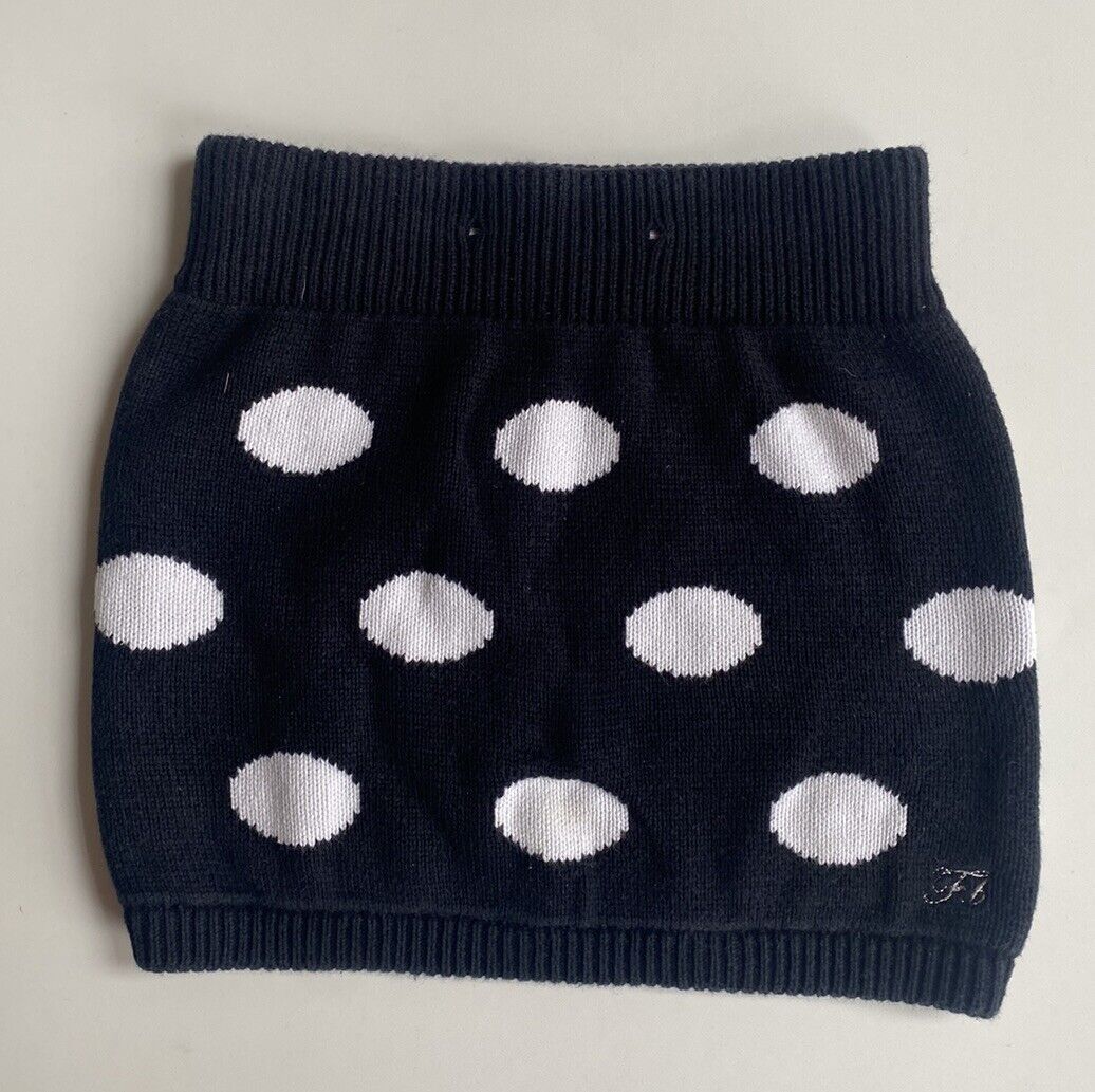 Fresh Baked kids girls toddler size 3 black white spotted knit mini skirt, VGUC