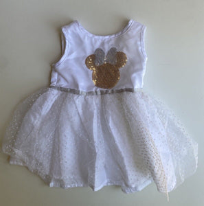 Disney baby girl size 3-6 months white Minnie Mouse tutu dress, VGUC