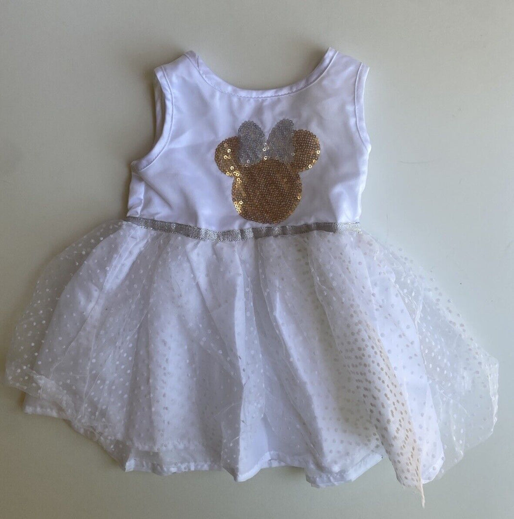 Disney baby girl size 3-6 months white Minnie Mouse tutu dress, VGUC