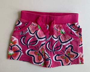 Frendz baby girl size 80 (3-6 months) pink drawstring shorts butterflies, VGUC