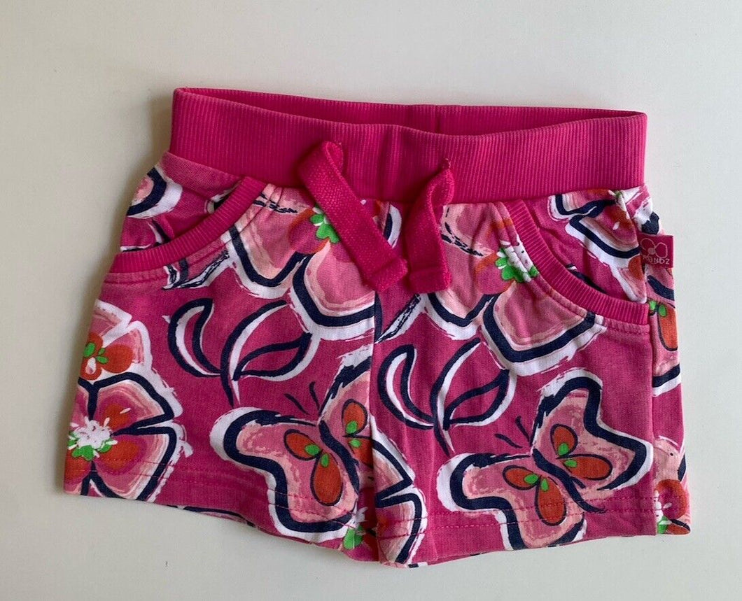 Frendz baby girl size 80 (3-6 months) pink drawstring shorts butterflies, VGUC