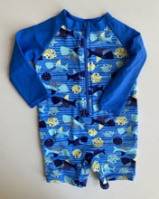 Load image into Gallery viewer, Target baby boy size 3-6 months blue yellow fish bathers swim, VGUC
