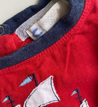 Load image into Gallery viewer, Purebaby baby size 3-6 months red blue long sleeve t-shirt ship boat, VGUC

