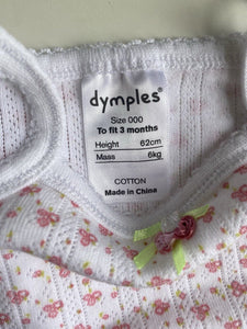 Dymples baby girl size 0-3 months pink pants floral singlet set bundle, VGUC