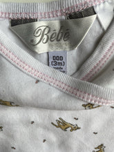 Load image into Gallery viewer, Bebe by Minihaha baby girl size 0-3 months white wrap bodysuit top deers, VGUC
