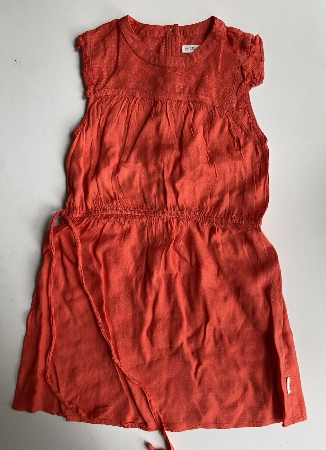 Ouch kids girls size 7 red orange belted dress, VGUC