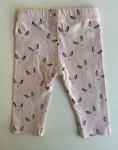 Walnut baby girl size 3-6 months pale pink leggings pants bunny ears, VGUC