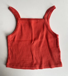 Seed Teen kids girls size 8 red orange ribbed cropped singlet top, VGUC